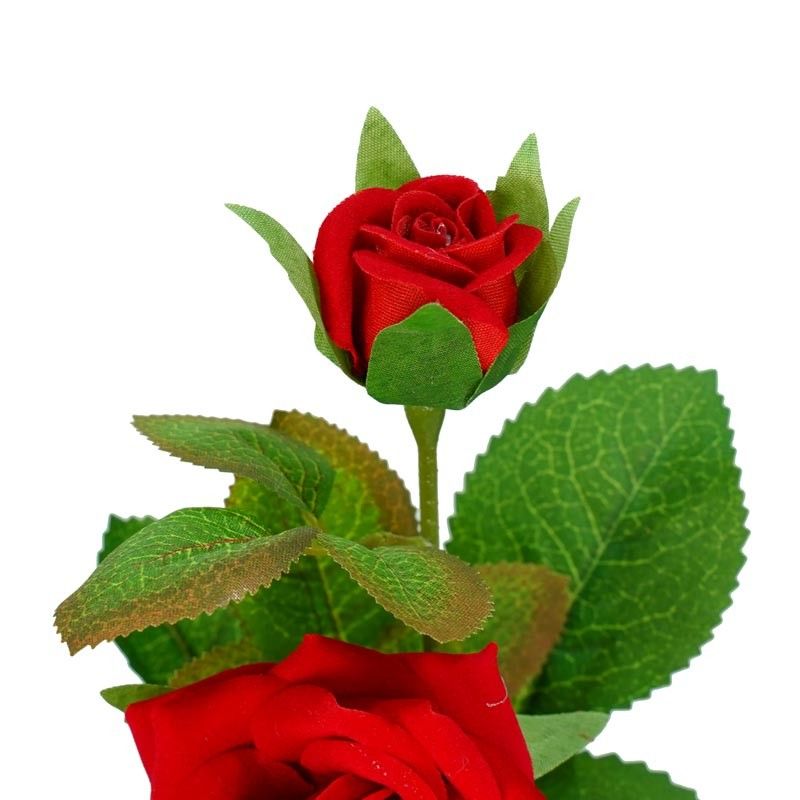 Ramo con 3 Rose in Velluto Rosso H.55 cm