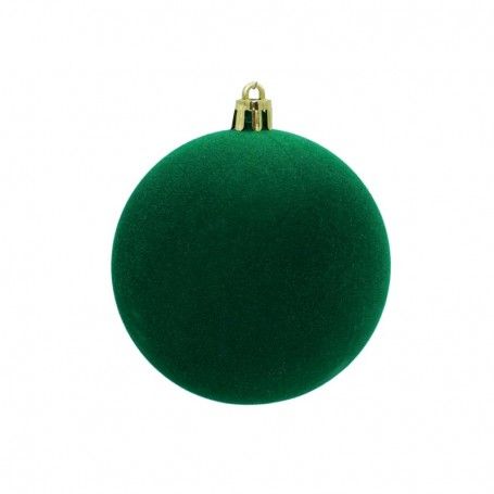 Palle di Natale in Plastica e Velluto D.8 cm Conf. da 6 Pezzi