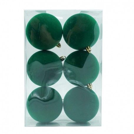Palle di Natale in Plastica e Velluto D.8 cm Conf. da 6 Pezzi