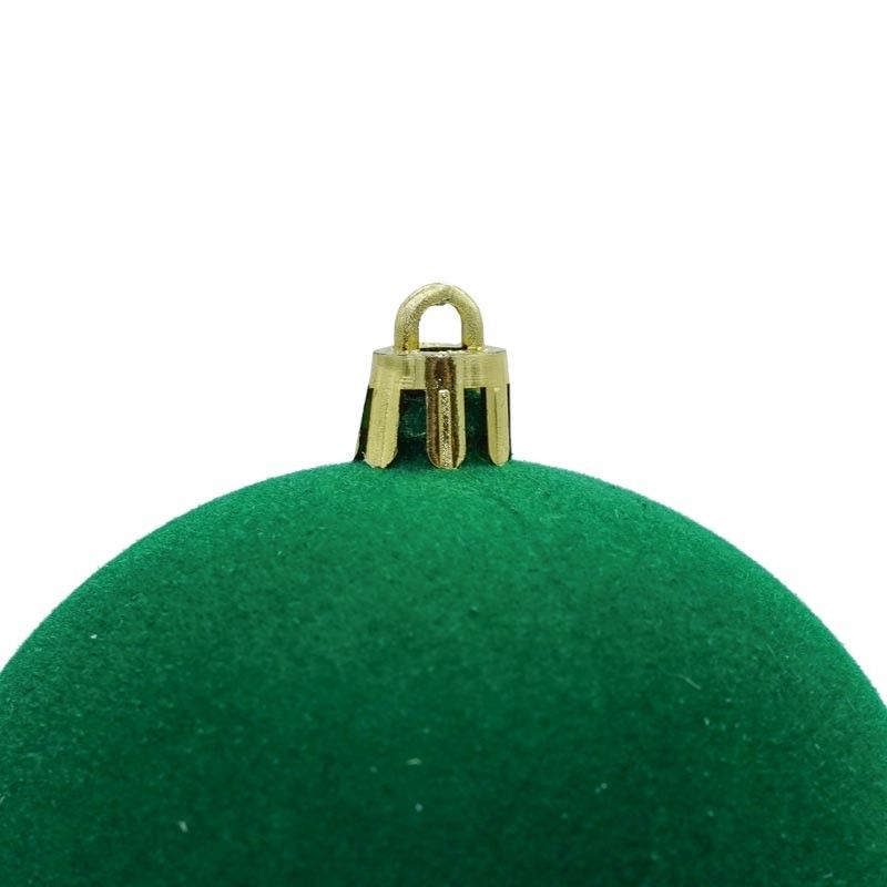 Palle di Natale in Plastica e Velluto D.8 cm Conf. da 6 Pezzi