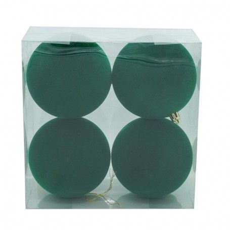 Palle di Natale in Plastica e Velluto D.10 cm Conf. da 4 Pezzi
