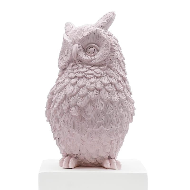 Statua Gufo in Resina su Cubo Bianco H.29,5 cm