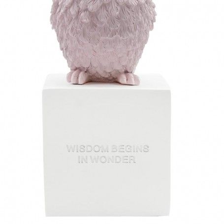 Statua Gufo in Resina su Cubo Bianco H.29,5 cm