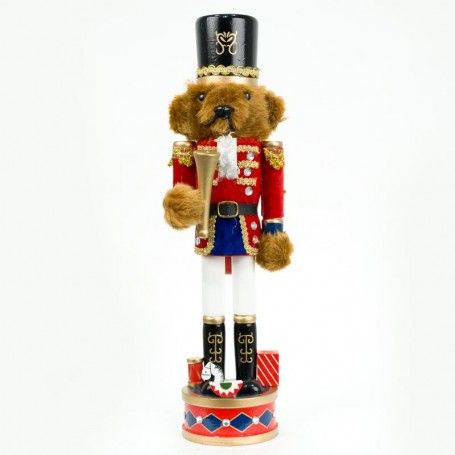 Orso Schiaccianoci Natalizio con Tromba H.36 cm
