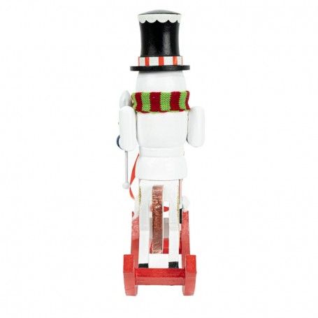 Pupazzo di Neve Natalizio su Cavallo a Dondolo H.28 cm