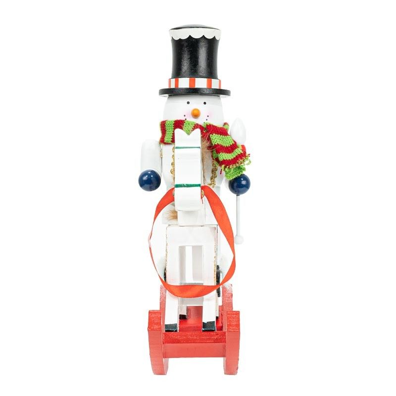 Pupazzo di Neve Natalizio su Cavallo a Dondolo H.28 cm