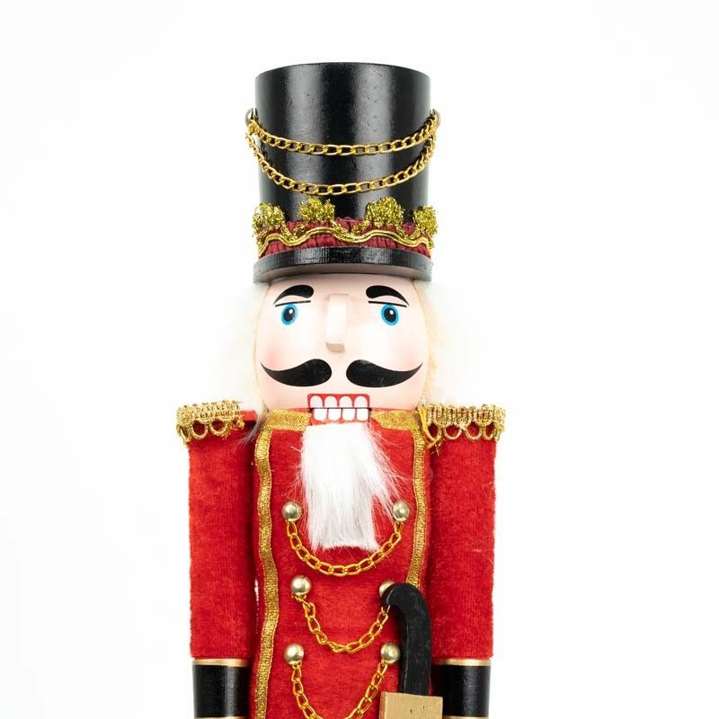 Schiaccianoci Natalizio con Giacca in Velluto Rosso H.38 cm