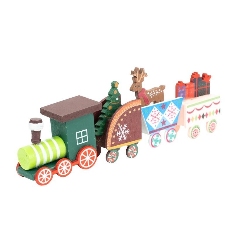 Trenino Natalizio in Legno con Renna 20x6 cm