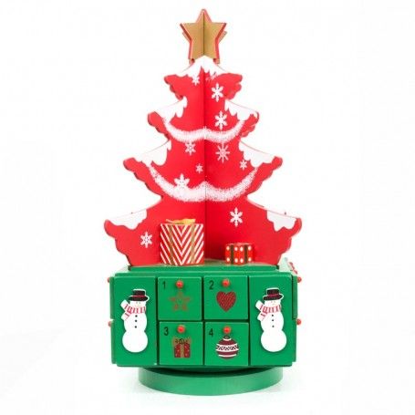 Calendario dell'Avvento ad Albero di Natale in Legno H.41 cm