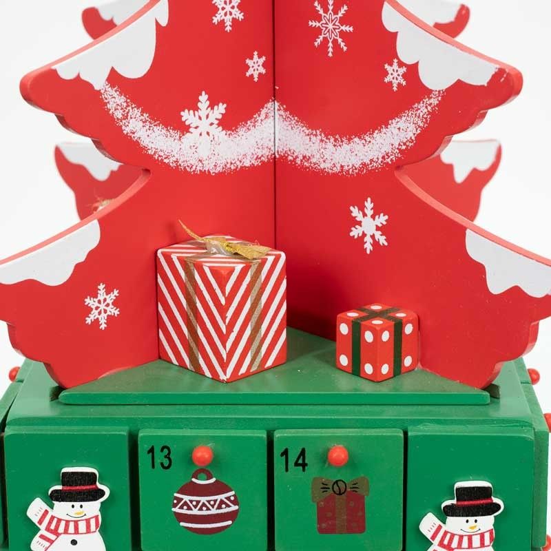 Calendario dell'Avvento ad Albero di Natale in Legno H.41 cm