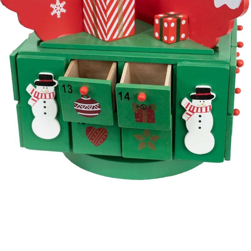 Calendario dell'Avvento ad Albero di Natale in Legno H.41 cm