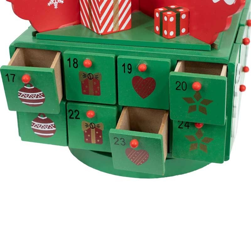Calendario dell'Avvento ad Albero di Natale in Legno H.41 cm