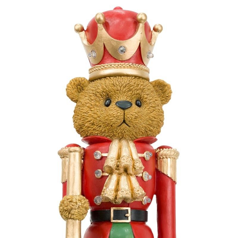 Orso Schiaccianoci Natalizio con Tromba e Corona H.46,5 cm