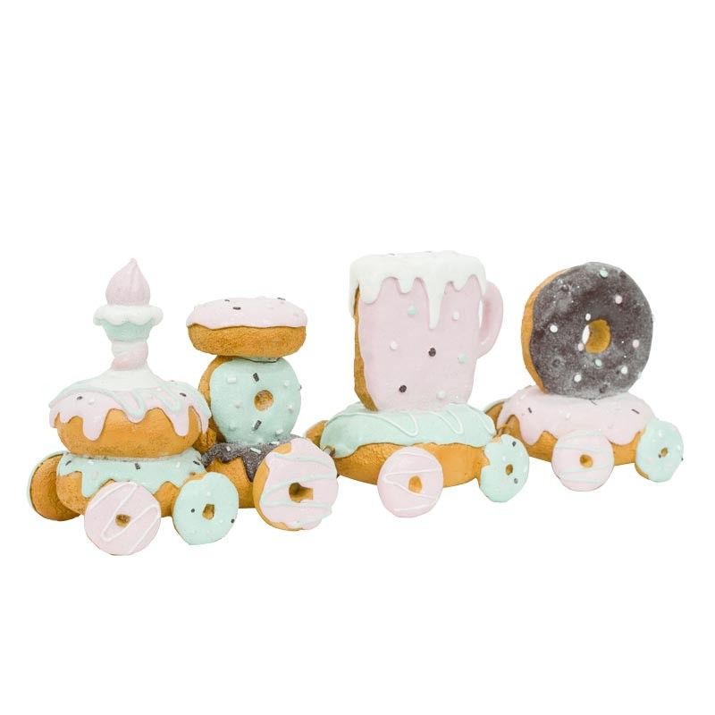 Trenino Natalizio di Ciambelle in Resina L.35,5 cm