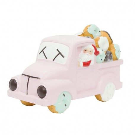 Furgoncino con Babbo Natale e Ciambelle in Resina 17x8x11,5 cm