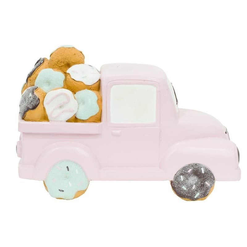 Furgoncino con Babbo Natale e Ciambelle in Resina 17x8x11,5 cm