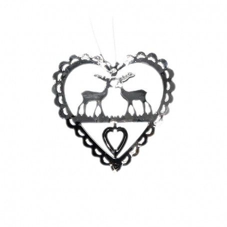 Decoro Natalizio da Appendere Cuore con Renne H.10 cm
