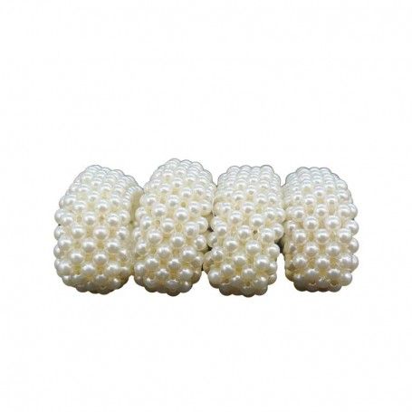 Porta Tovaglioli Natalizi con Perline Bianche Conf. da 4 Pz