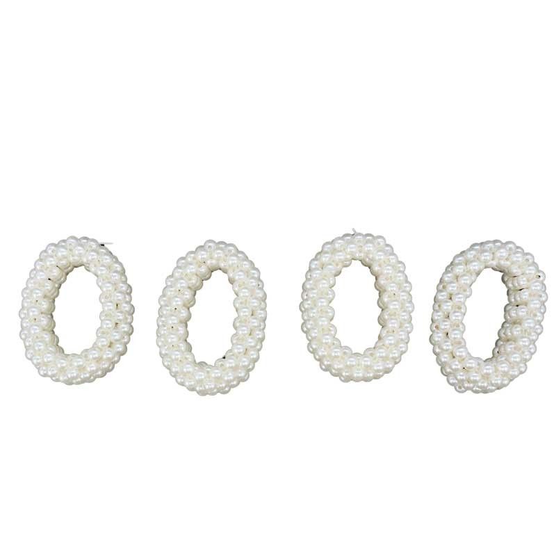 Porta Tovaglioli Natalizi con Perline Bianche Conf. da 4 Pz