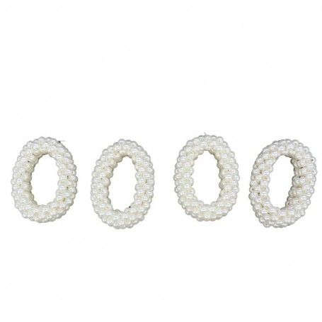 Porta Tovaglioli Natalizi con Perline Bianche Conf. da 4 Pz