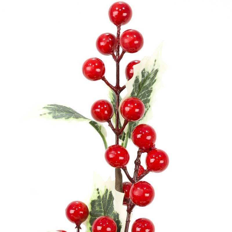 Ramo Natalizio con Bacche Rosse e Agrifoglio H.57 cm