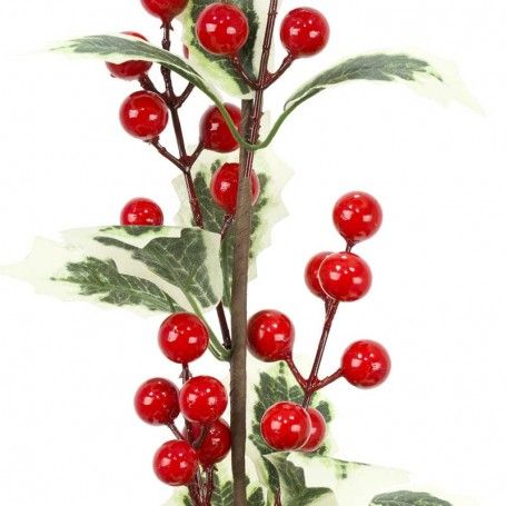 Ramo Natalizio con Bacche Rosse e Agrifoglio H.57 cm