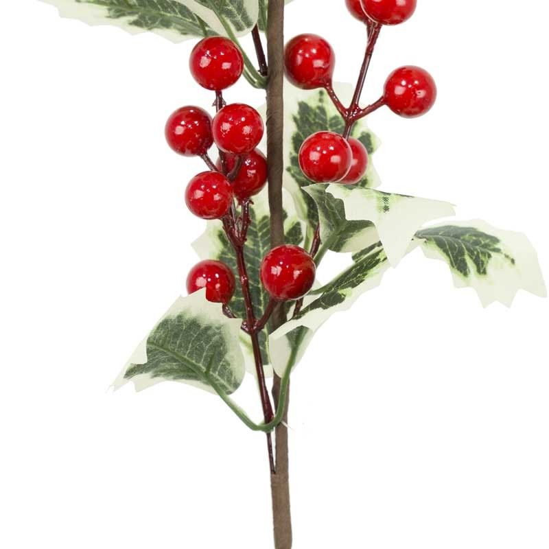Ramo Natalizio con Bacche Rosse e Agrifoglio H.57 cm
