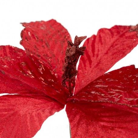 Fiore Natalizio in Velluto Rosso con Glitter D.30 cm