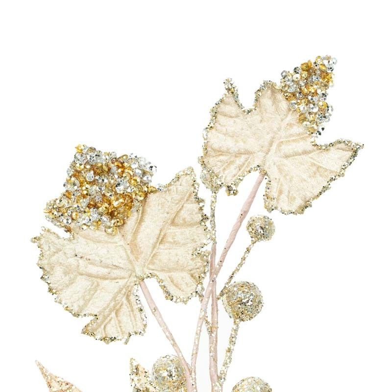 Ramo con Stella di Natale in Velluto Beige H.43 cm