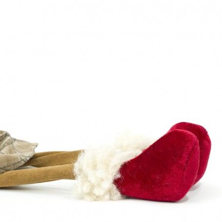 Renna Natalizia Seduta con Abito Beige a Quadri H.77 cm