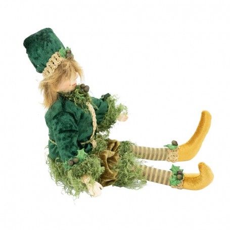 Elfo Natalizio con Abito Verde e Oro H.36 cm
