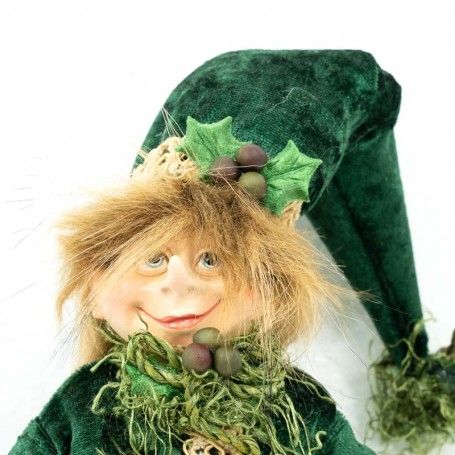 Elfo Natalizio con Abito Verde e Oro H.36 cm