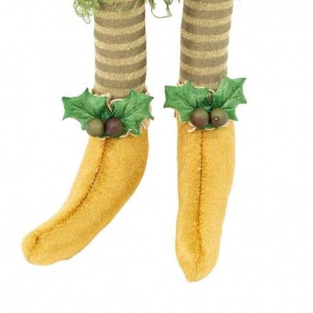 Elfo Natalizio con Abito Verde e Oro H.36 cm