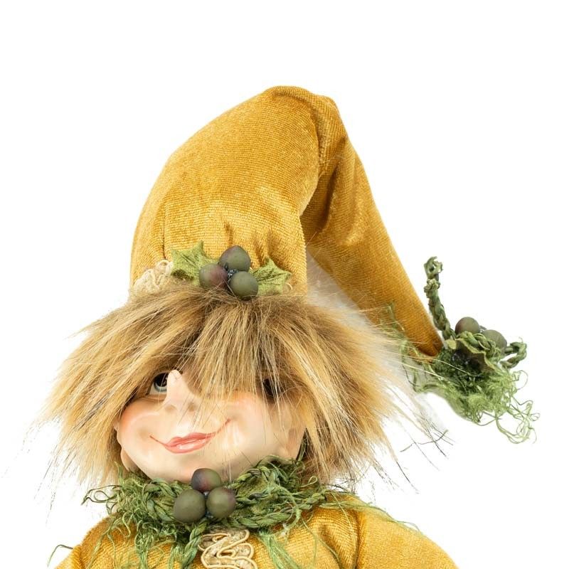 Elfo Natalizio con Abito Marrone e Oro H.50 cm