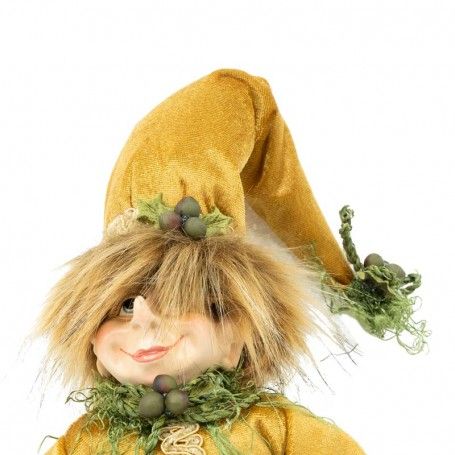 Elfo Natalizio con Abito Marrone e Oro H.50 cm