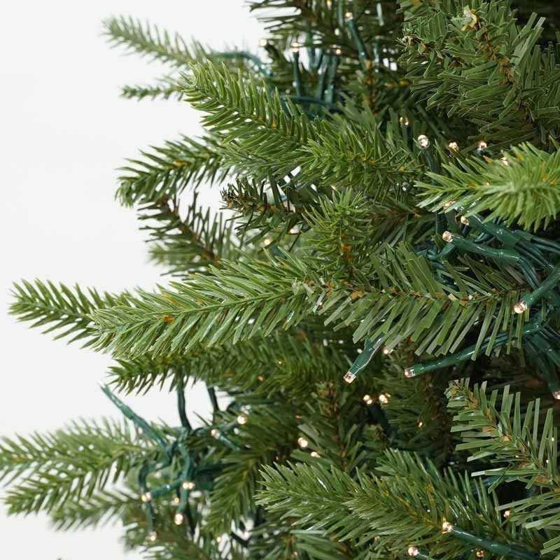 Albero di Natale Abete Verde con Luci Led in Pe+Pvc H.180/300 cm Apertura ad Ombrello - Luxury