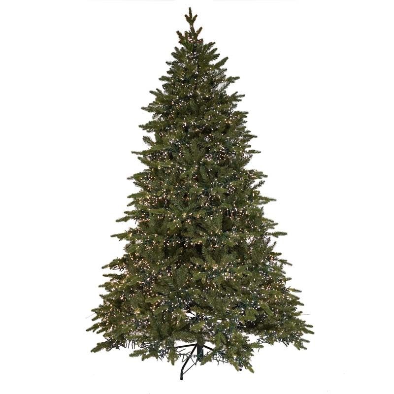 Albero di Natale Abete Verde con Luci Led in Pe+Pvc H.180/300 cm Apertura ad Ombrello - Luxury