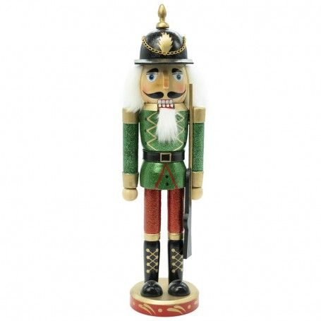 Schiaccianoci Natalizio in Uniforme Glitterata con Fucile H.38 cm