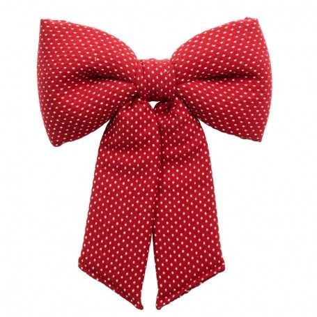 Fiocco Natalizio con Ganci Rosso con Pois Bianchi H.38 cm