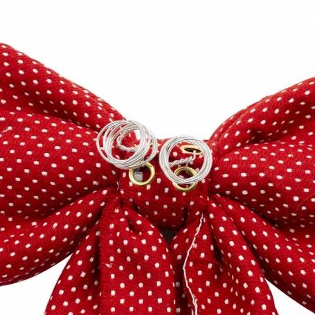 Fiocco Natalizio con Ganci Rosso con Pois Bianchi H.38 cm