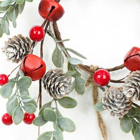 Girocandela Natalizio con Campanelle Pigne e Bacche Rosse D.9 cm