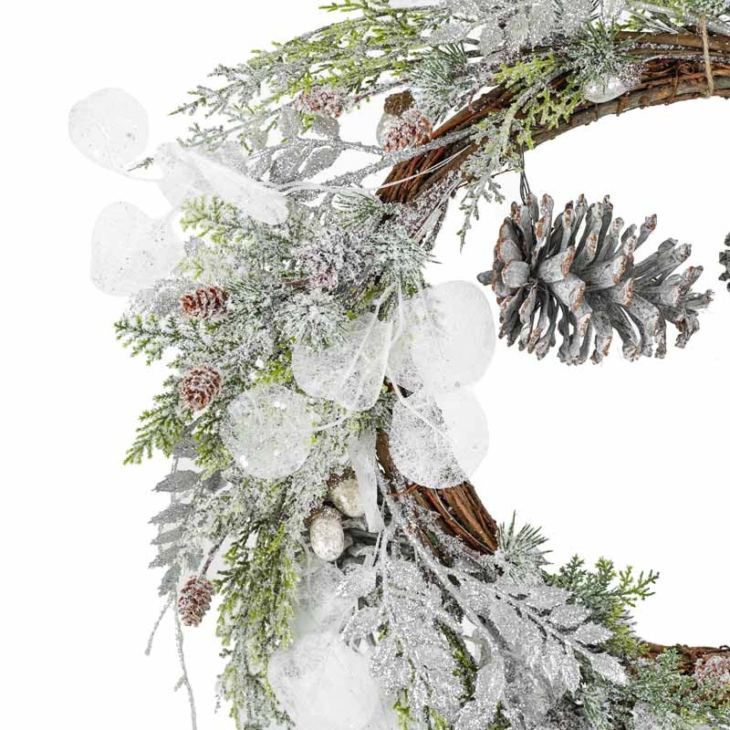 Corona Natalizia Innevata con Pigne D.73 cm
