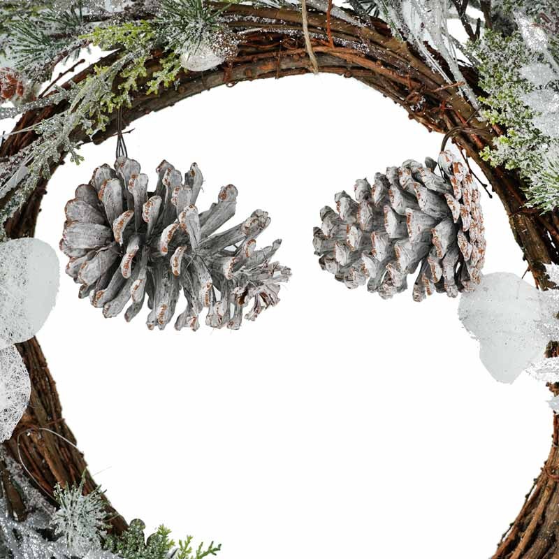 Corona Natalizia Innevata con Pigne D.73 cm