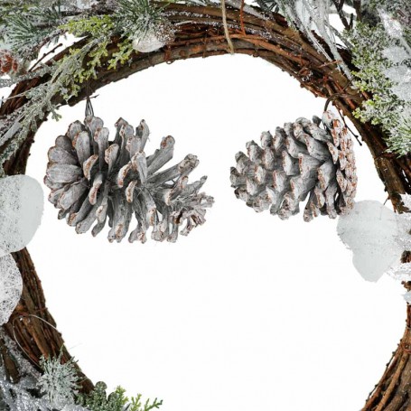 Corona Natalizia Innevata con Pigne D.73 cm