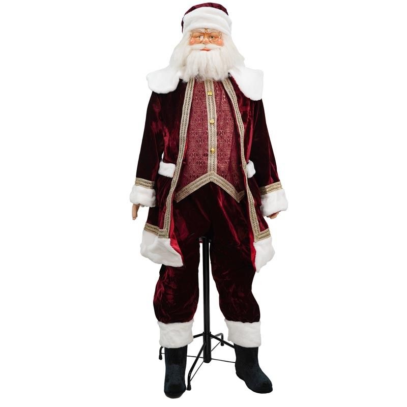 Babbo Natale su Stand con Abito Burgundy H.170 cm