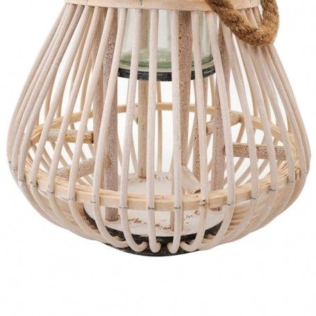 Lanterna in Legno con Manico in Corda 14x14xH.35 cm