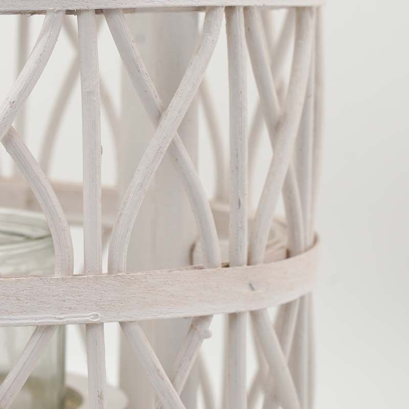 Lanterna in Legno Bianco Intrecciato 14x14xH.38 cm