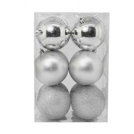 Palle di Natale in Plastica Lucide Opache e Glitterate D.8 cm Conf. da 12 Pz