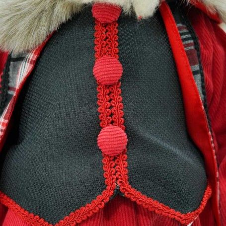 Babbo Natale su Stand con Abito Rosso e Cappello a Quadri H.80 cm