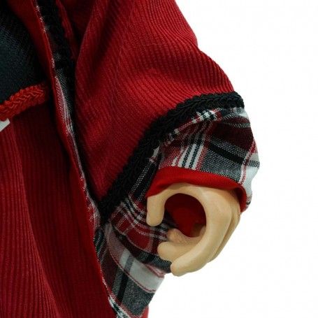 Babbo Natale su Stand con Abito Rosso e Cappello a Quadri H.80 cm